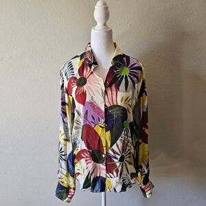 Vilagallo Multi Color Floral Long Sleeve Button Down Shirt